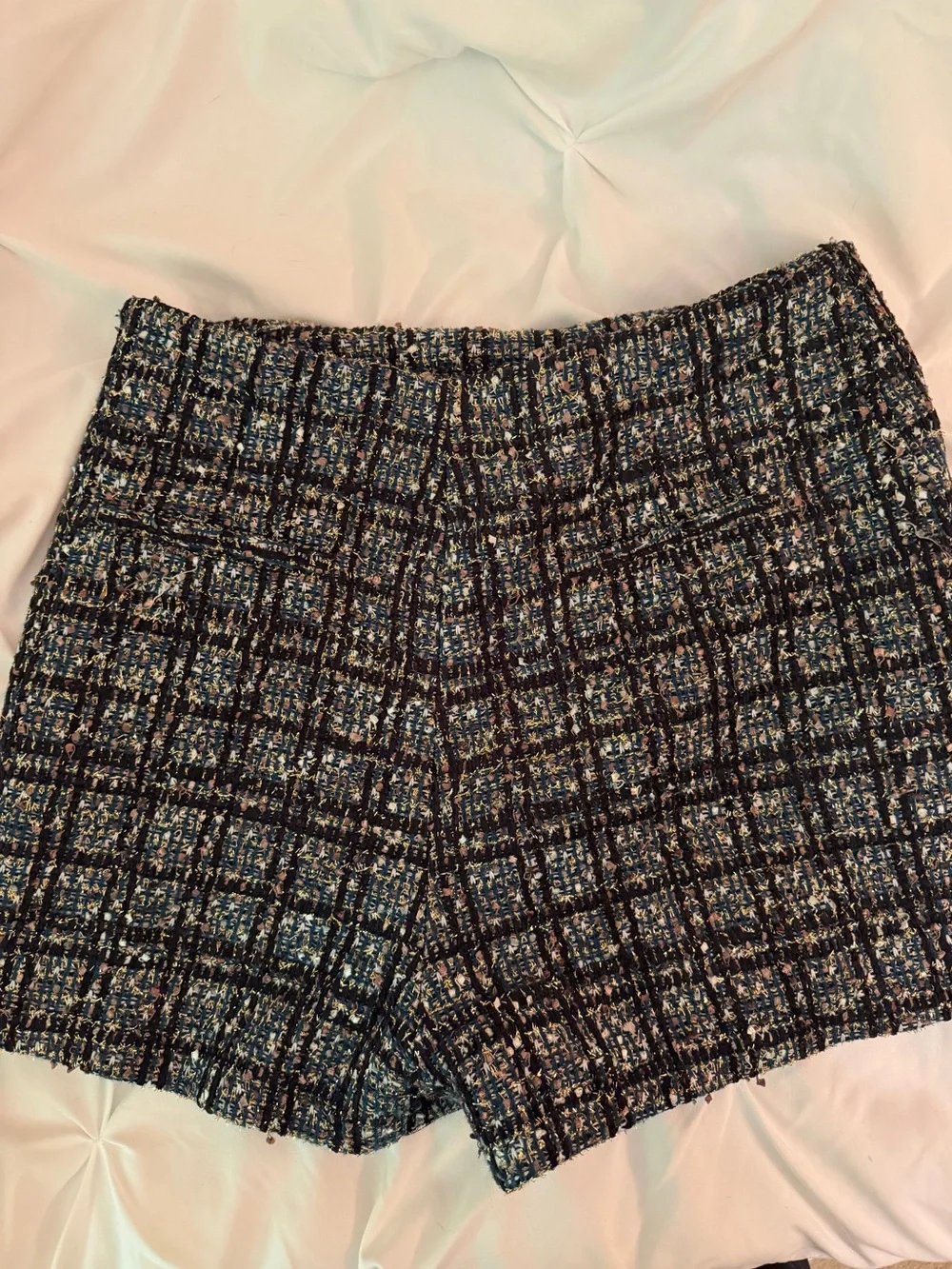 Aqua Tweed High Waisted Shorts